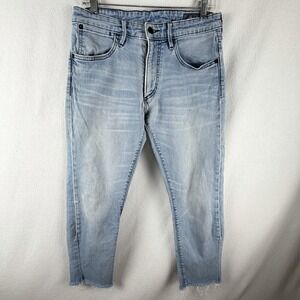 Bonobos Mens The Blue Jean Light Wash Straight Jeans Size 31X30 Distressed Hem**